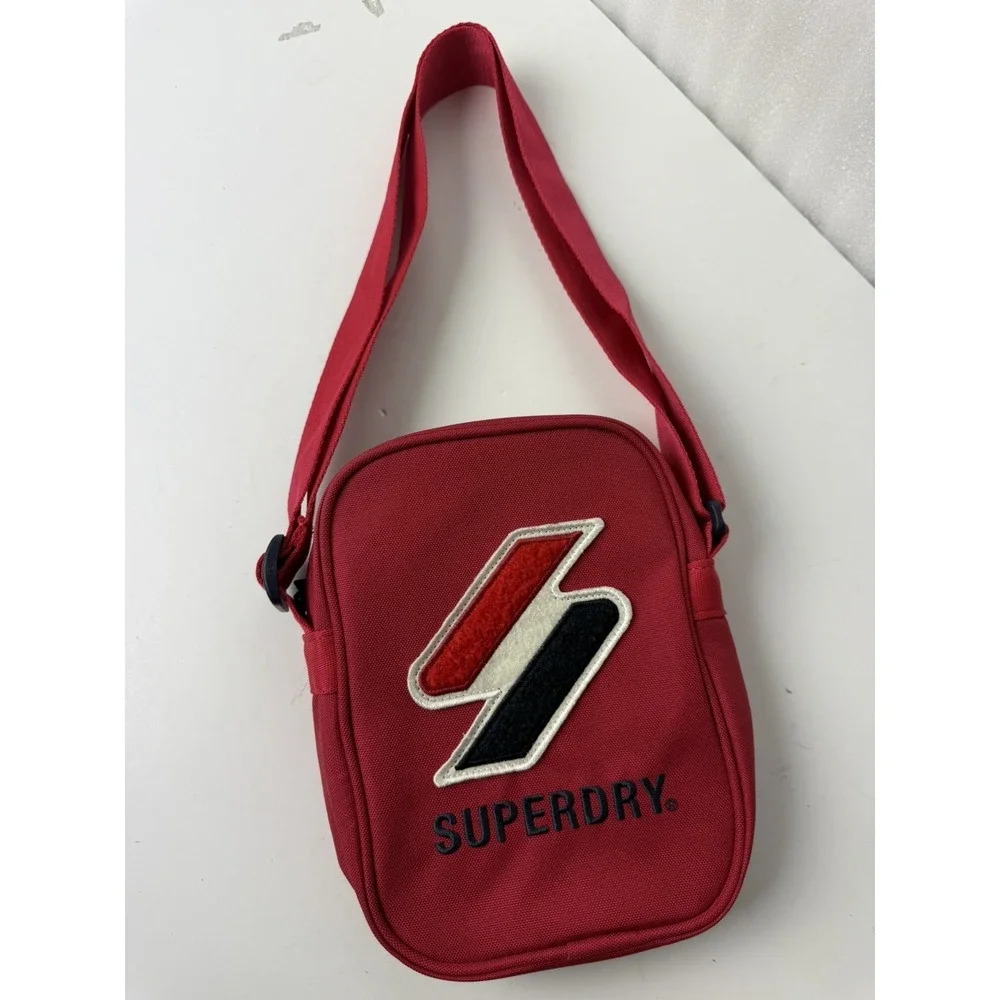 SuperDry Sportsyle Side Bag Red Crossbody Small Messenger Shoulder Strap Zip 9